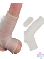 Vibrating Ribbed Power Sleeve – Clear - Image 3