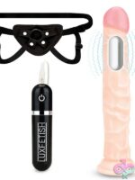 Vibrating Strap-On Harness & 9.5" Dildo Set – Beige - Image 2