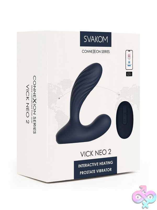 Discreet-Toys-Vick-Neo-2-Navy-Blue-Nu-Svk-Spm03E Navy Blue Silicone Heating Prostate Vibrator With Magnetic Remote By Svakom