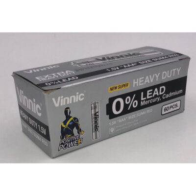 Heavy duty AAA batteries by Vinnic & Player Batteries — 60-pack shrink box