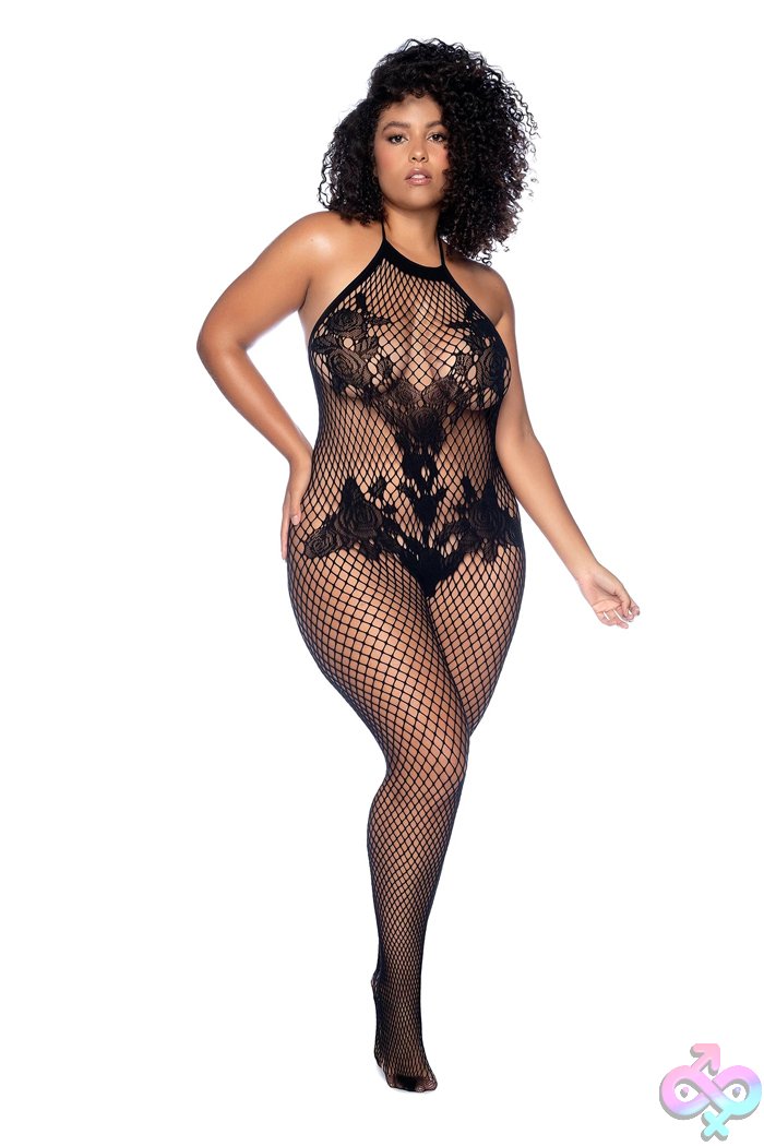 Discreet-Toys-Vino-Noir-Floral-Fishnet-Bodystocking-Plus-O-Sx-Black-Ge-1116Xbkos Vino Noir Floral Fishnet Bodystocking Plus - O/Sx - Black - Image 1