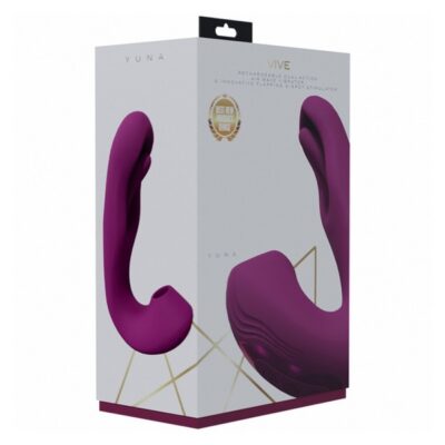 Vive Yuna dual action airwave vibrator with G-spot flapping stimulator in pink silicone by Shots Toys