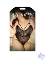 Cheeky chevron lace teddy in black queen size by Fantasy Lingerie