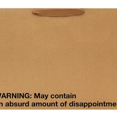 Warning May Contain Disappointment large gift bag in multi-color print by Wood Rocket