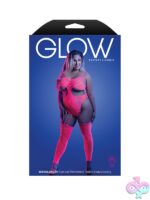White and blue UV-reactive rhinestone cutout teddy bodystocking queen size by Fantasy Lingerie
