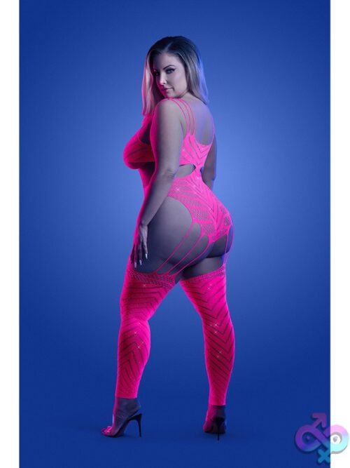 Wavelength Cutout Rhinestone Teddy Bodystocking – White/Blue Queen - Image 3