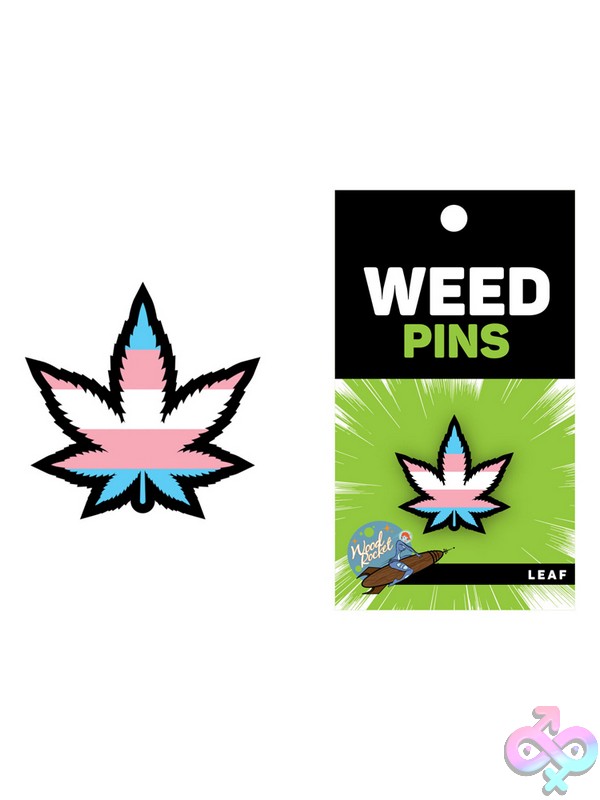Discreet-Toys-Weed-Leaf-Trans-Pride-Pin-Nu-Epw-012 Soft Enamel Metal Weed Leaf Trans Pride Lapel Pin By Wood Rocket