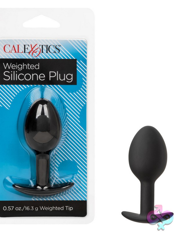 Discreet-Toys-Weighted-Silicone-Plug-Nu-Se-0414-00-2 Large Black Weighted Silicone Anal Plug With Easy-Pull Handle By California Exotic Novelties