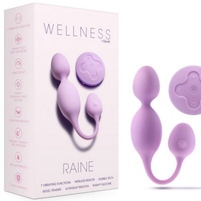 Raine vibrating kegel ball in lilac satin silicone with wireless remote by Blush Novelties