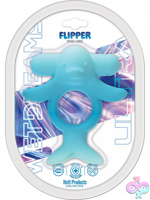 Discreet-Toys-Wet-Dreams-Flipper-Dolphin-Cock-Ring-Nu-Hp-3746 Blue Dolphin-Shaped Vibrating Cock Ring In Silicone And Abs Plastic By Hott Products
