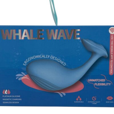 Whale Wave blue liquid silicone app-controlled clitoral and G-spot vibrator by Mature Pro