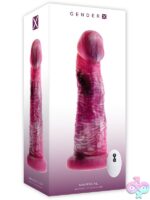 Pink twisted monster vibrator with coiled shaft and bumpy textures by Gender X