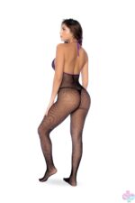 Whispered Lace Fishnet Bodystocking - Os - Black/purple - Image 2