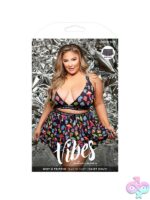 Black UV reactive skater skirt with Why U Trippin' waistband, queen size, by Fantasy Lingerie