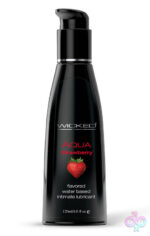 Flavored lubes — Wicked Sensual Care Aqua Strawberry Water-Based Lubricant 4 oz body-safe vegan formula