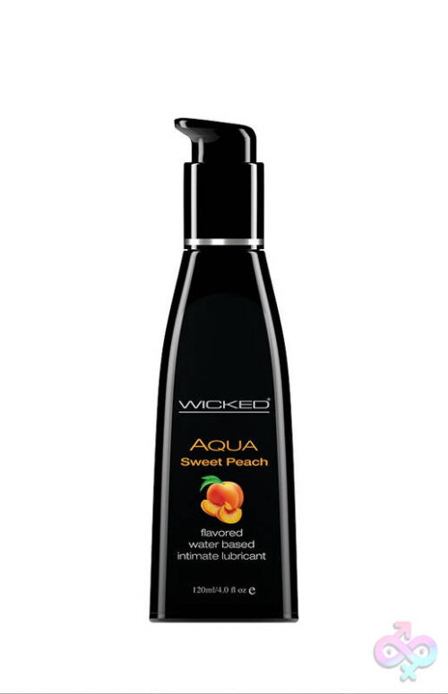 Wicked Sensual Care Sex Toys - Aqua Sweet Peach Flavored Water Based Lubricant -  4 Oz. / 120 ml
