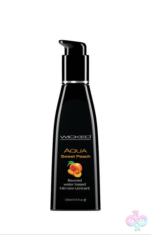 Aqua Sweet Peach Flavored Water Based Lubricant -  4 Oz. / 120 ml Wicked Sensual Care Sex Toys - Aqua Sweet Peach Flavored Water Based Lubricant -  4 Oz. / 120 ml