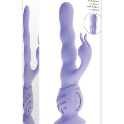 Purple swiveling rabbit vibrator with suction cup base by Evolved Novelties