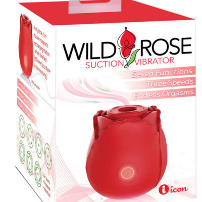 Wild Rose Suction Vibrator in Red by Icon Brands — dual motor clitoral suction toy