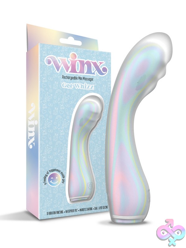 Discreet-Toys-Winx-Gee-Wizz-Silicone-Vibrator-Nu-Gn-1000564 Curved Pastel Swirl Dual-Layer Silicone G-Spot Vibrator By Winx