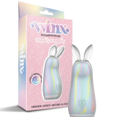 Pastel swirl bunny ear vibrator in dual-layer silicone by Winx — Hippity Hoppity rabbit-style massager