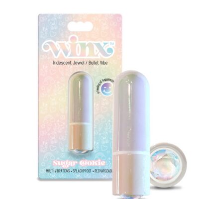 Compact iridescent clear bullet vibrator with gemstone base by Winx