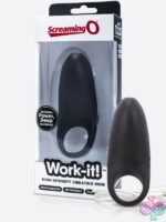 Angled rechargeable vibrating couples ring in black silicone by Screaming O