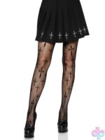 Worship Me Cross Net Tights - Image 3