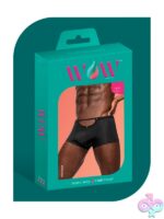 Male Power Wow Magnificence black mini short with cut out waist and metal grommets