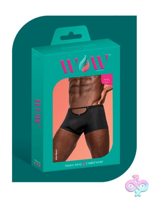 Male Power Wow Magnificence Black Mini Short With Cut Out Waist And Metal Grommets