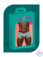 Jade green cut-out mini short with metal grommets and plush elastic waistband by Male Power