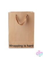 Snarky beige Kraft paper gift bag 3-pack with brown ribbon handle by Wood Rocket