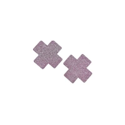 X-shaped glitter sequin pasties in pink one-size by Popsi Lingerie