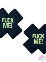 X Shape F*ck Me Glow In The Dark Pasties Black O/S - Image 2