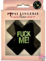 black x shape glow pasties by Popsi Lingerie glow in the dark one size