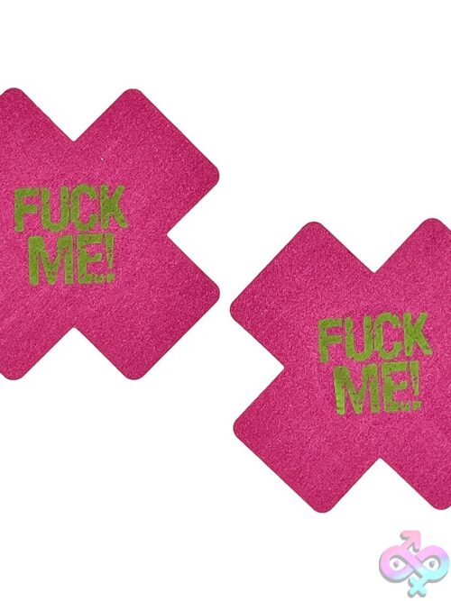 X Shape F*Ck Me Glow In The Dark Pasties Pink O/S - Image 2