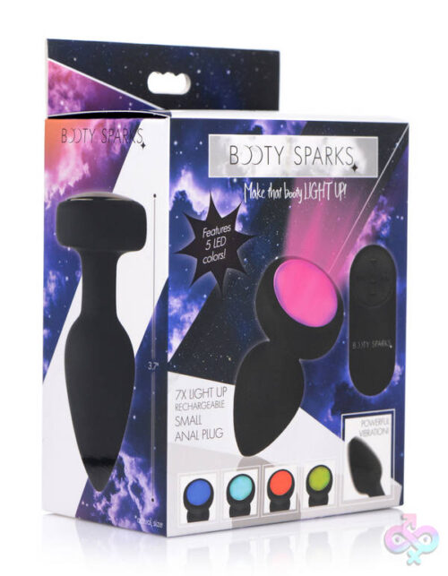 XR Brands Booty Sparks Sex Toys - 7x Light Up Rechargeable Anal Plug - Small