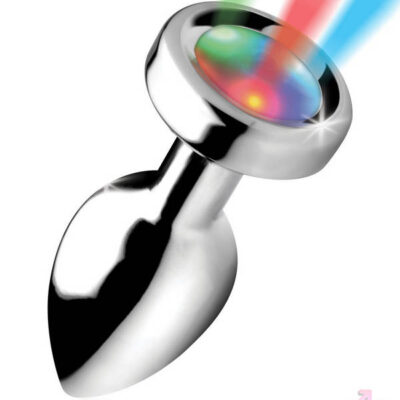 Light Up Small Anal Plug by XR Brands — multicolor LED gem base, tapered fit
