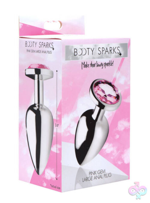 XR Brands Booty Sparks Sex Toys - Pink Gem Anal Plug - Large