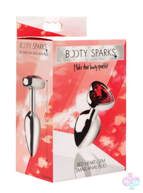 XR Brands Booty Sparks Sex Toys - Red Heart Gem Anal Plug - Small