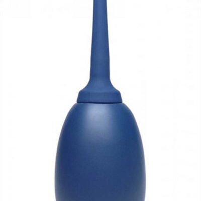Flez Tip Cleansing Enema Bulb by XR Brands in blue with removable silicone tip