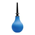 Premium One Way Valve Anal Douche Set by XR Brands in blue — three interchangeable tips and soft grip bulb
