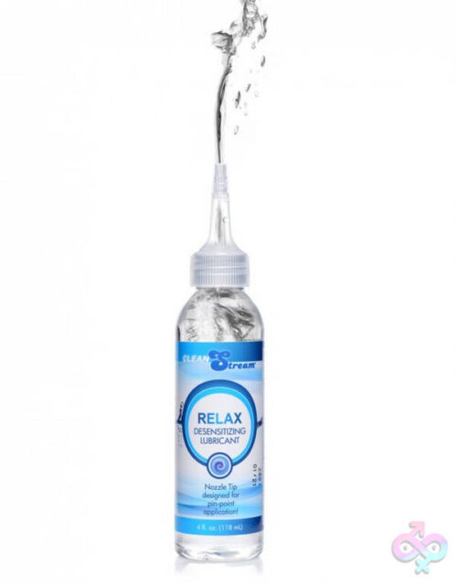 XR Brands Clean Stream Sex Toys - Relax Desensitizing Lubricant With Nozzle Tip - 4  Oz. 118ml