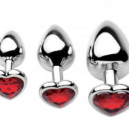 XR Brands Frisky Sex Toys - Chrome Hearts 3 Piece Anal Plugs With Gem Accents