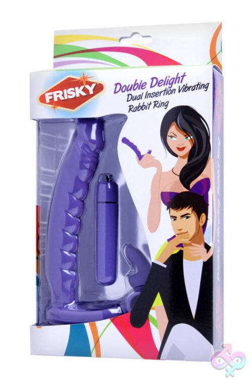 XR Brands Frisky Sex Toys - Double Delight Dual Insertion Vibrating  Rabbit Cock Ring