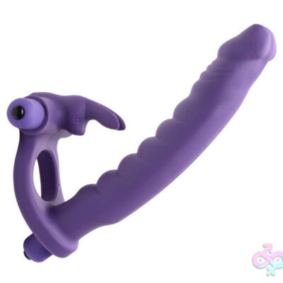 Double Delight Dual Insertion Vibrating Rabbit Cock Ring in purple by XR Brands