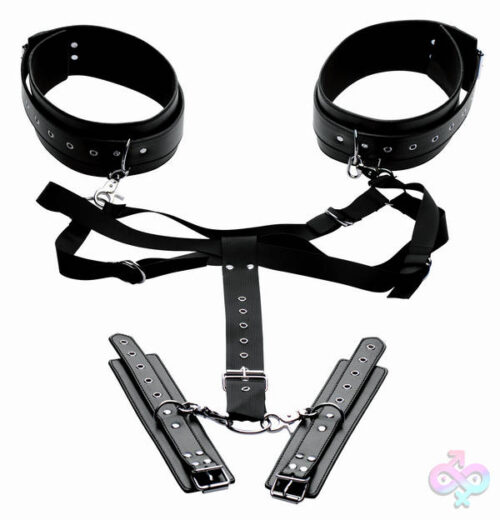 XR Brands Master Series Sex Toys - Acquire Easy Access Thigh Harness With Wrist Cuffs