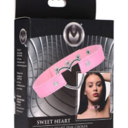 XR Brands Master Series Sex Toys - Dark Heart Chrome Heart Black Choker - Pink