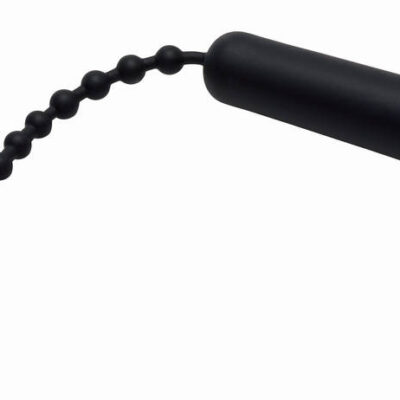 Dark Rod Vibrating Beaded Silicone Sound by XR Brands — black waterproof beaded urethral sound