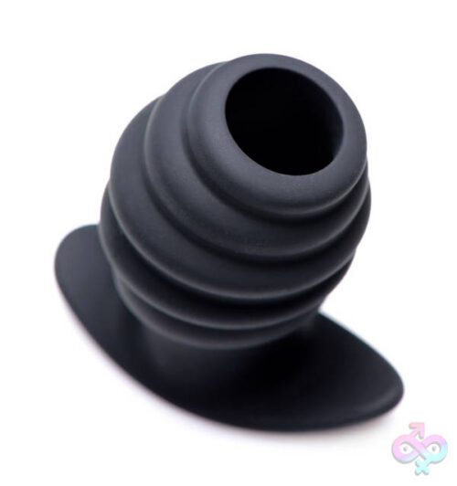 XR Brands Master Series Sex Toys - Hive Ass Tunnel Silicone Ribbed Hollow Anal Plug - Medium